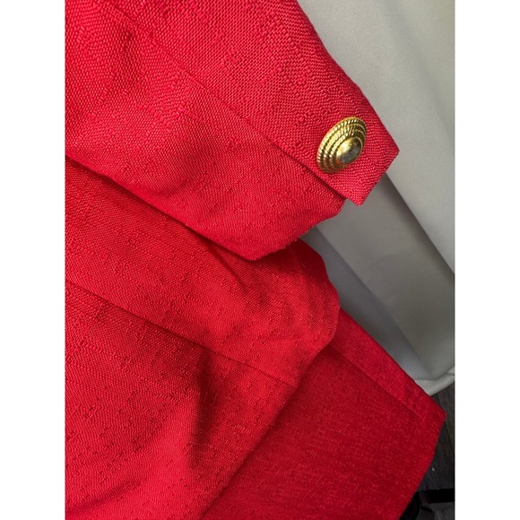 Vintage 80s Sasson Paris New York Red Skirt Power Suit Set Blazer Pencil Skirt 4 - Picture 6 of 13